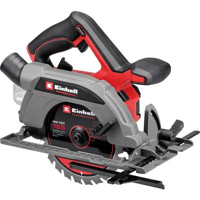 Rundsav med rødt og gråt design, mærket 'Einhell Professional', med synligt savblad og føringsskinne.