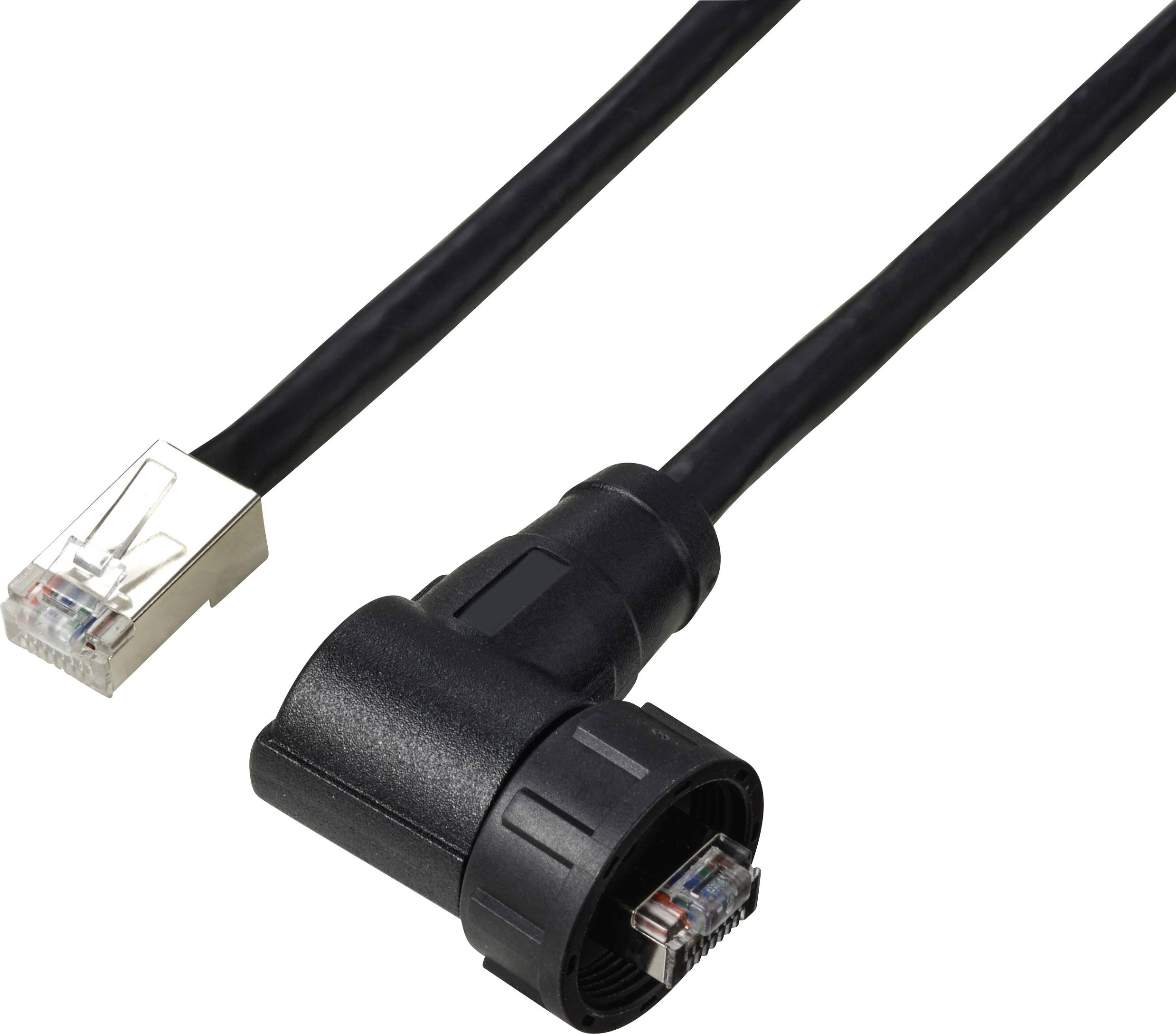 To kabel: Et med en standard Ethernet-stik og det andet med en industristik; egnet til netværksforbindelser.