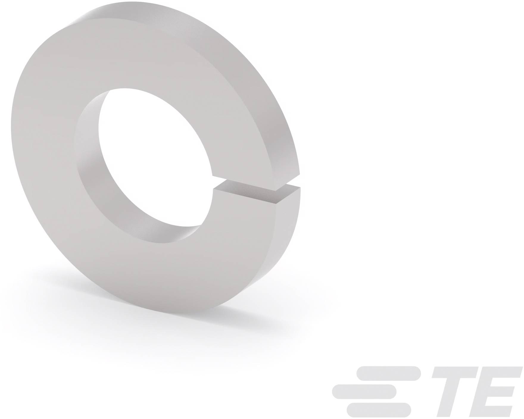 En grå ring med en lille spalte, der danner logoet for TE. I billedets nederste højre hjørne befinder bogstaverne 'TE' sig.