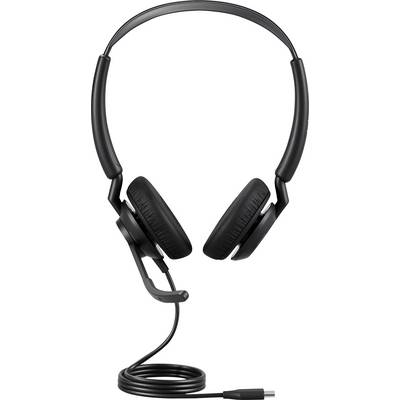 Sort, kabelforbundet headset med mikrofon og USB-tilslutning, egnet til telefonopkald eller videokonferencer.