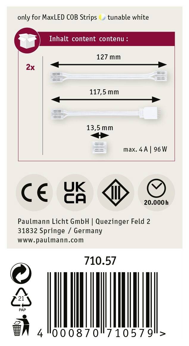 71057 MaxLED Paulmann Home Forbindelsesstykke (fleksibelt) Hvid, Transparent-3