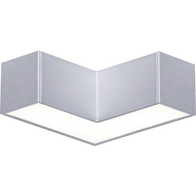 Grå, kantet loftslampe med V-form, mat finish. Diffust lys stråler nedad. Moderne design, perfekt til minimalistiske rum.