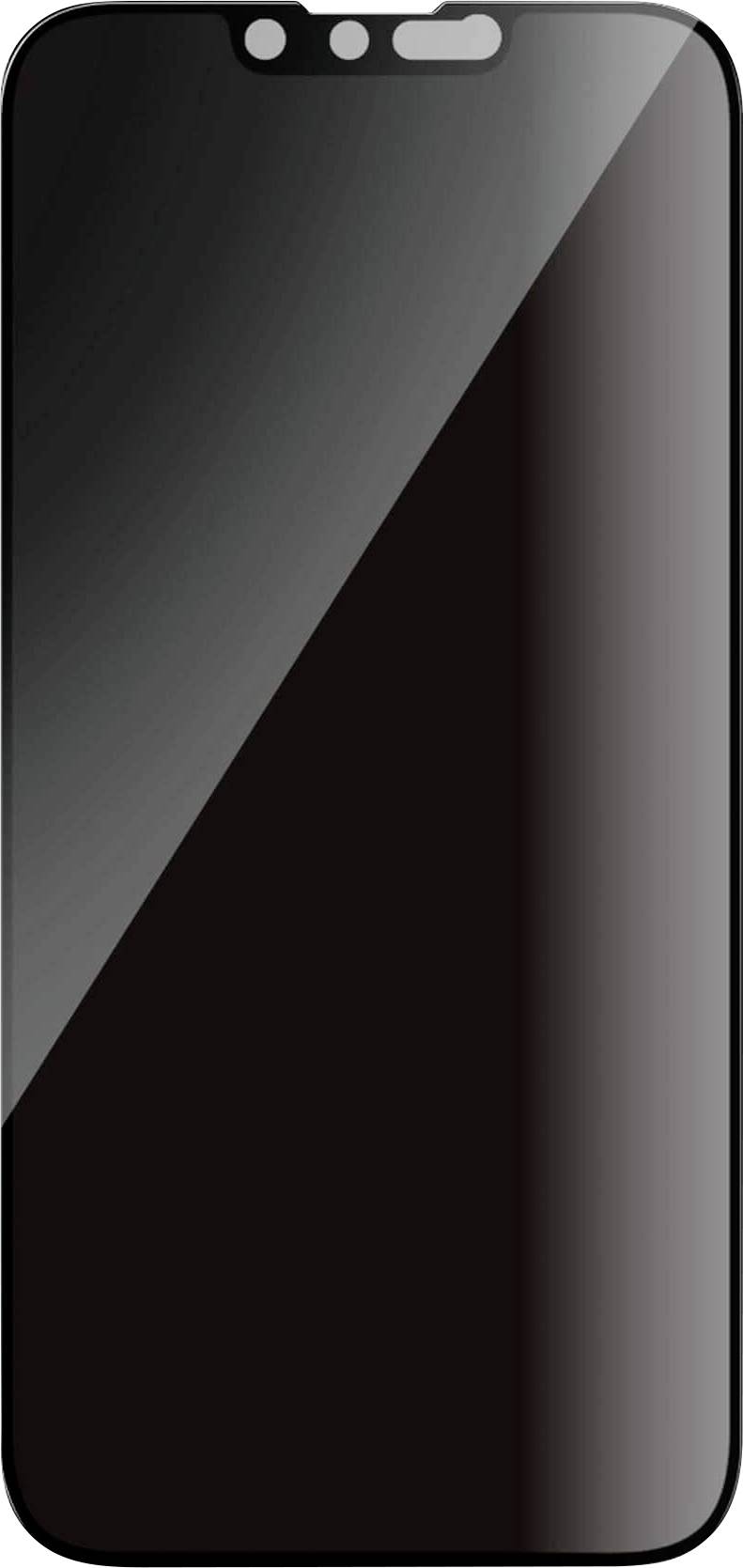 Smartphone med sort skærm og afrundede kanter, viser ingen indhold.