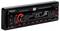 Autoradio med display viser 'FM 87.5'. Knapper til lydstyrke, stationsvalg, afspilning. Bluetooth, USB og AUX-indgange.