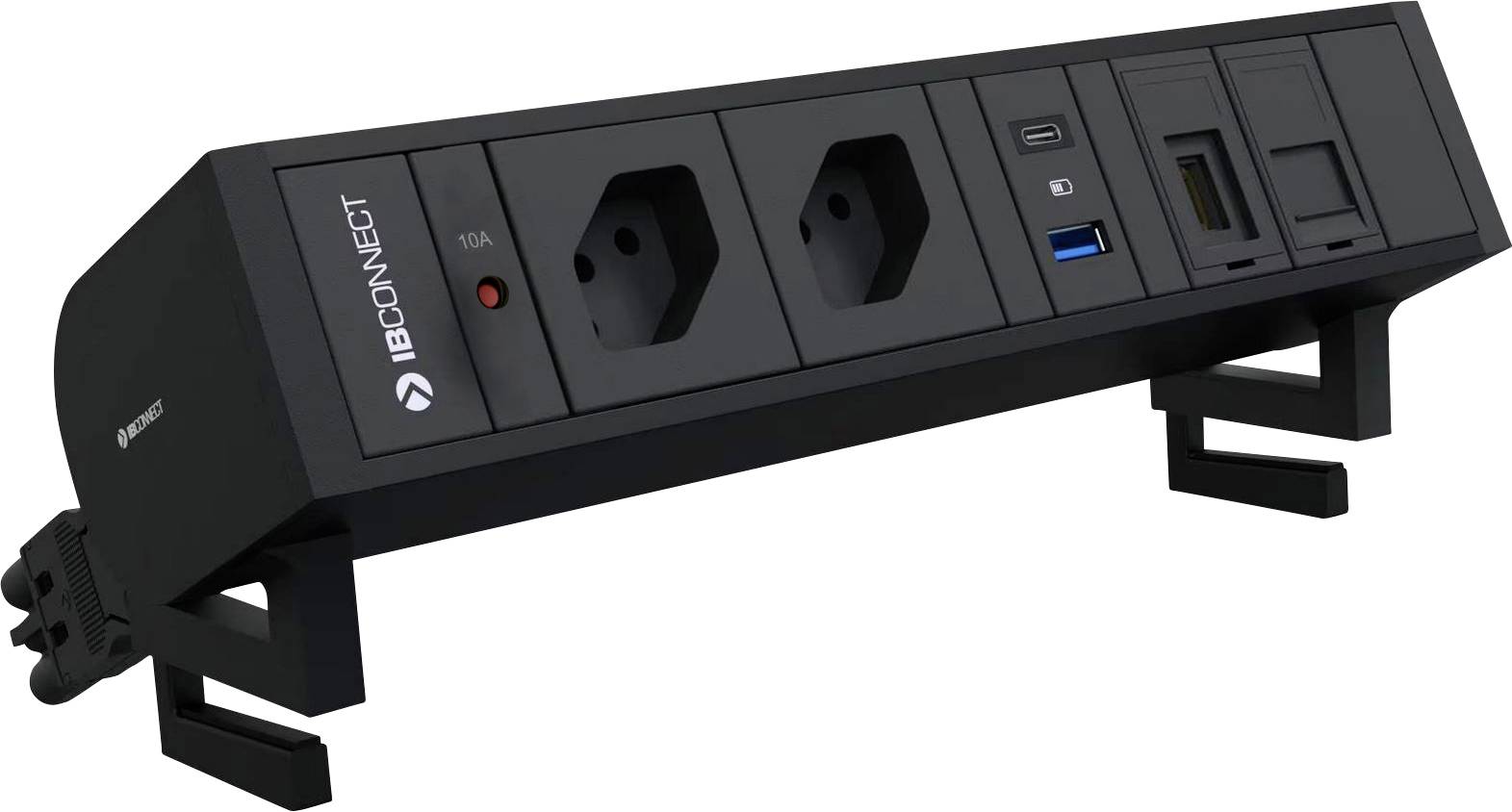 Max Hauri 174032 Monteringsstikdåse Overstrømsbeskyttelse, Børnesikring, med låg, med USB-ladeudgang Sort, Antracit