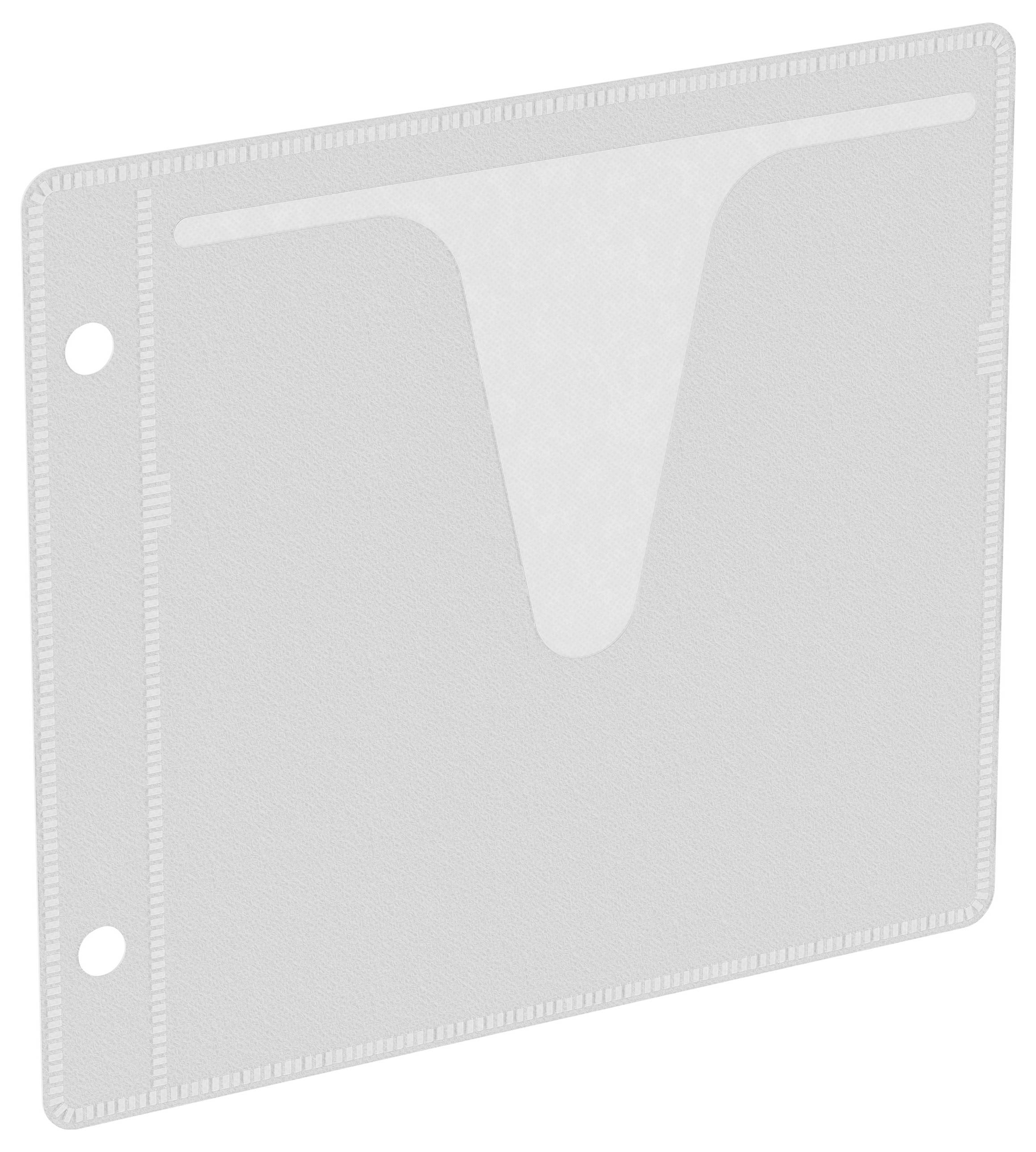 Et dokumentlomme med en V-formet åbning øverst, som giver nem indsætning af dokumenter. Den har 11 huller, som sikrer kompatibilitet med ringbind.