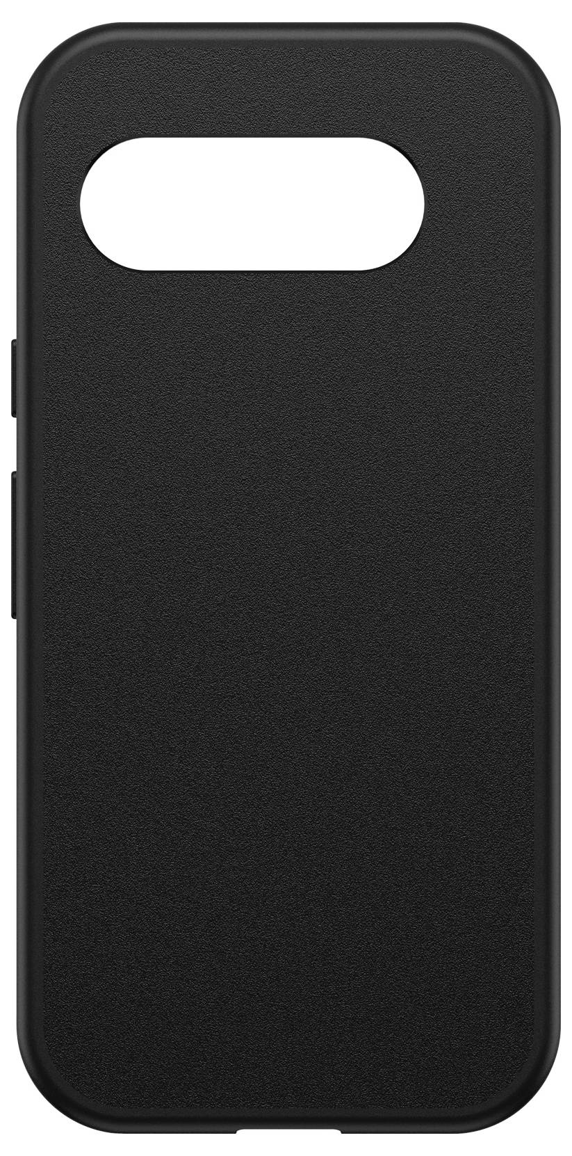 Sort, enkelt smartphone-etui med åbninger til kamera og sideknappe, velegnet til en slank telefonmodel.