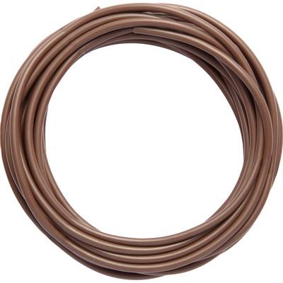 Et oprullet, brunt kabel på hvid baggrund.
