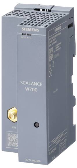 Industriel enhed fra Siemens, model Scalance W700, til netværksintegration, med synlige tilslutninger og tekniske detaljer.