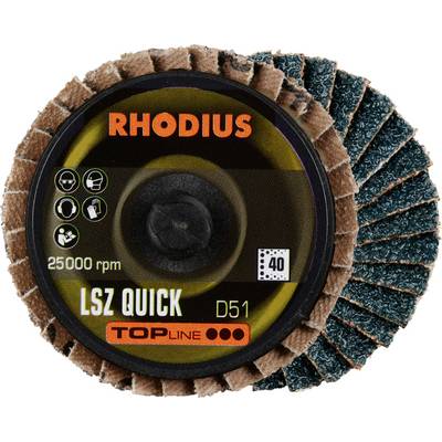 Slibeskive 'RHODIUS LSZ QUICK D51', 25.000 omdr./min, til hurtig materialfjernelse, kornstørrelse 40, til professionelle anvendelser.
