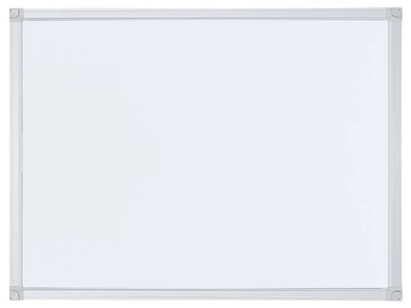 Et tomt whiteboard med sølvfarvet ramme, egnet til skrivning eller tegning i undervisnings- og kontormiljøer.