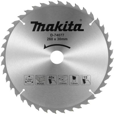Savblade Makita D-74077 Diameter:260 mm Antal tænder (per tomme):40