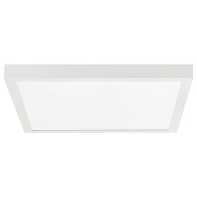 Hvid firkantet loftslampe med enkelt design til indendørs brug. Egnet til ensartet belysning af et rum.
