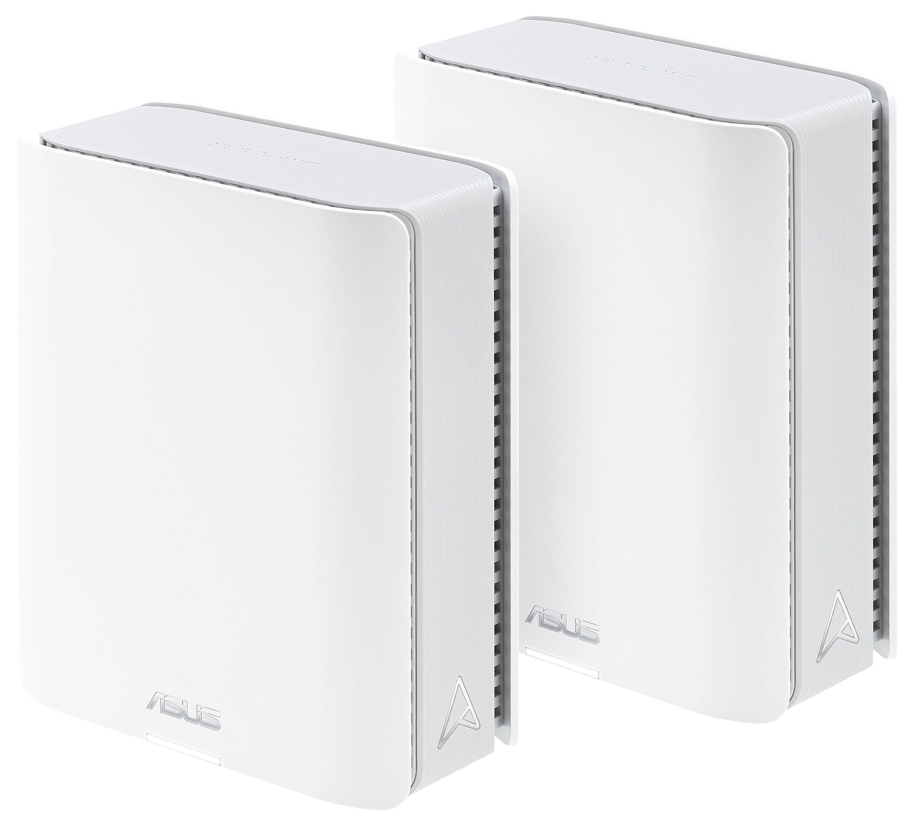 To tråede WiFi-routere placeret ved siden af hinanden på en hvid baggrund.