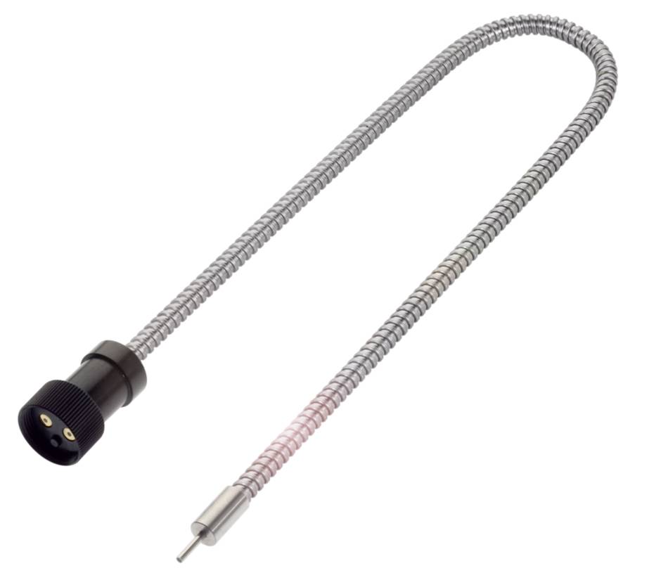 En fleksibel, metallisk slange med en elektromagnetisk pen i enden, egnet til industrielle eller håndværksmæssige anvendelser.