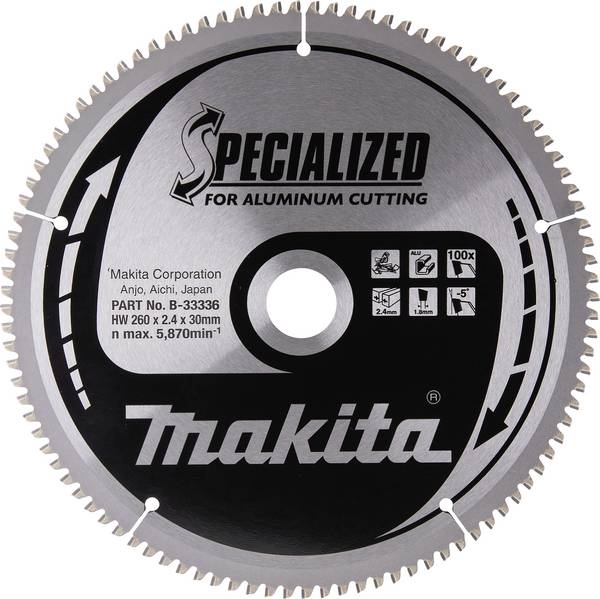 Makita B-33336 B-33336 Rundsavblad 260 x 30 x 2.4 mm Antal tænder (per tomme): 100 1 stk
