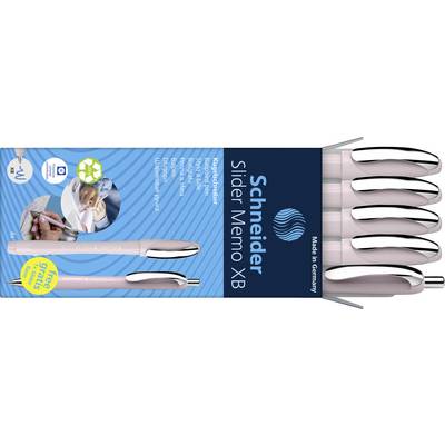 Schneider Schreibgeräte Etui 4x Memo + 1x Rave pearl 150235 Kuglepen Skrivemaskine: Blå 5 stk-0