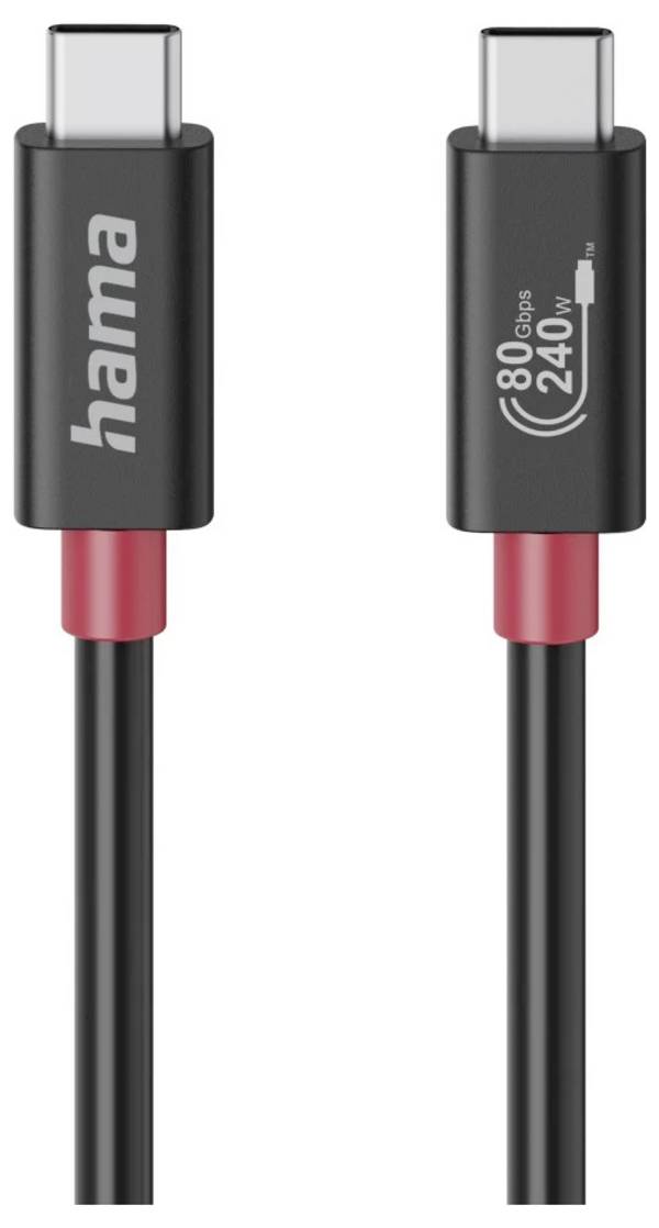 Hama USB-C kabel USB4™ USB-C® stik 1 m Sort Fleksibel 00200799