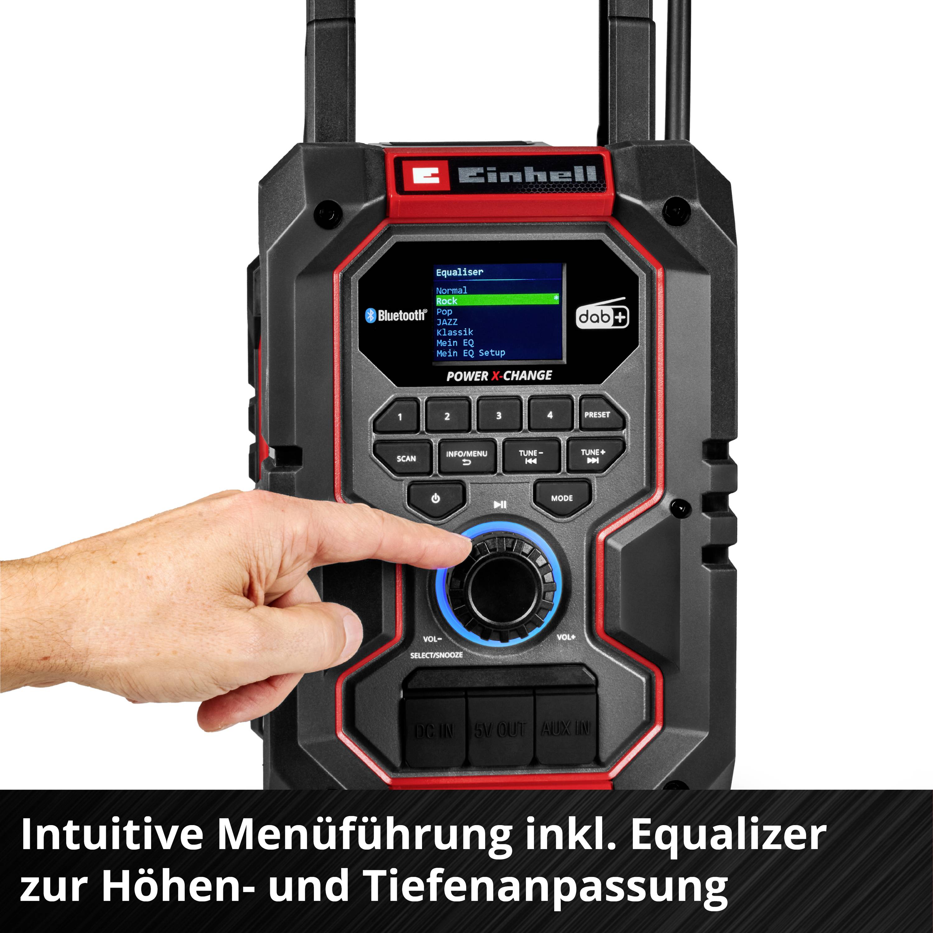 Batteridrevet radio Einhell TE-CR 18 Li DAB+, FM Rød/sort-5