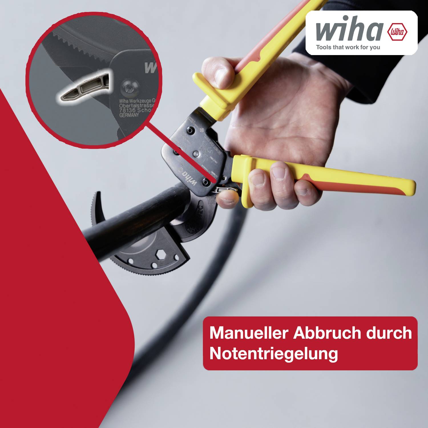 Wiha 46674 Kabelskærer Passer til Aluminiums- og kobberkabel, enkelt- og flerledet 34 mm 300 mm²-15