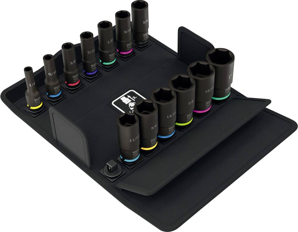 Wera 8790 B Impaktor Deep Imperial Set 1 05005581001 Udvendig sekskant Topnøgleindsats 1/4", 5/16", 3/8", 7/16", 1/2", 9-0