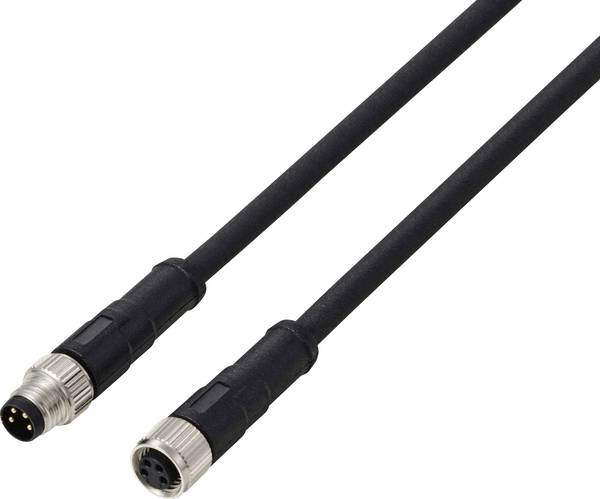 TRU COMPONENTS TC-13752000 Tilslutningsledning M8 x 1 Pol-tal (RJ): 4 Stik, lige, Tilslutning, lige 2 m 1 stk