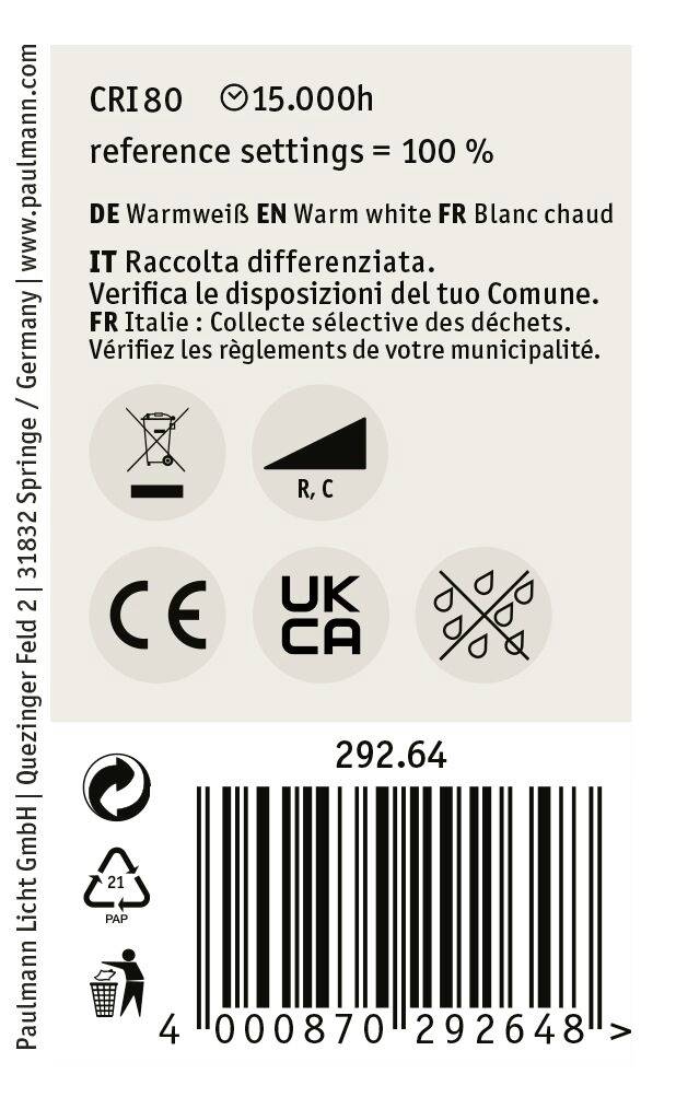 Paulmann 29264 LED (RGB)-lamp EEK F (A - G) E14 Dråbeform 4.5 W Varmhvid (Ø x H) 45 mm x 78 mm kan dæmpes 1 stk-7