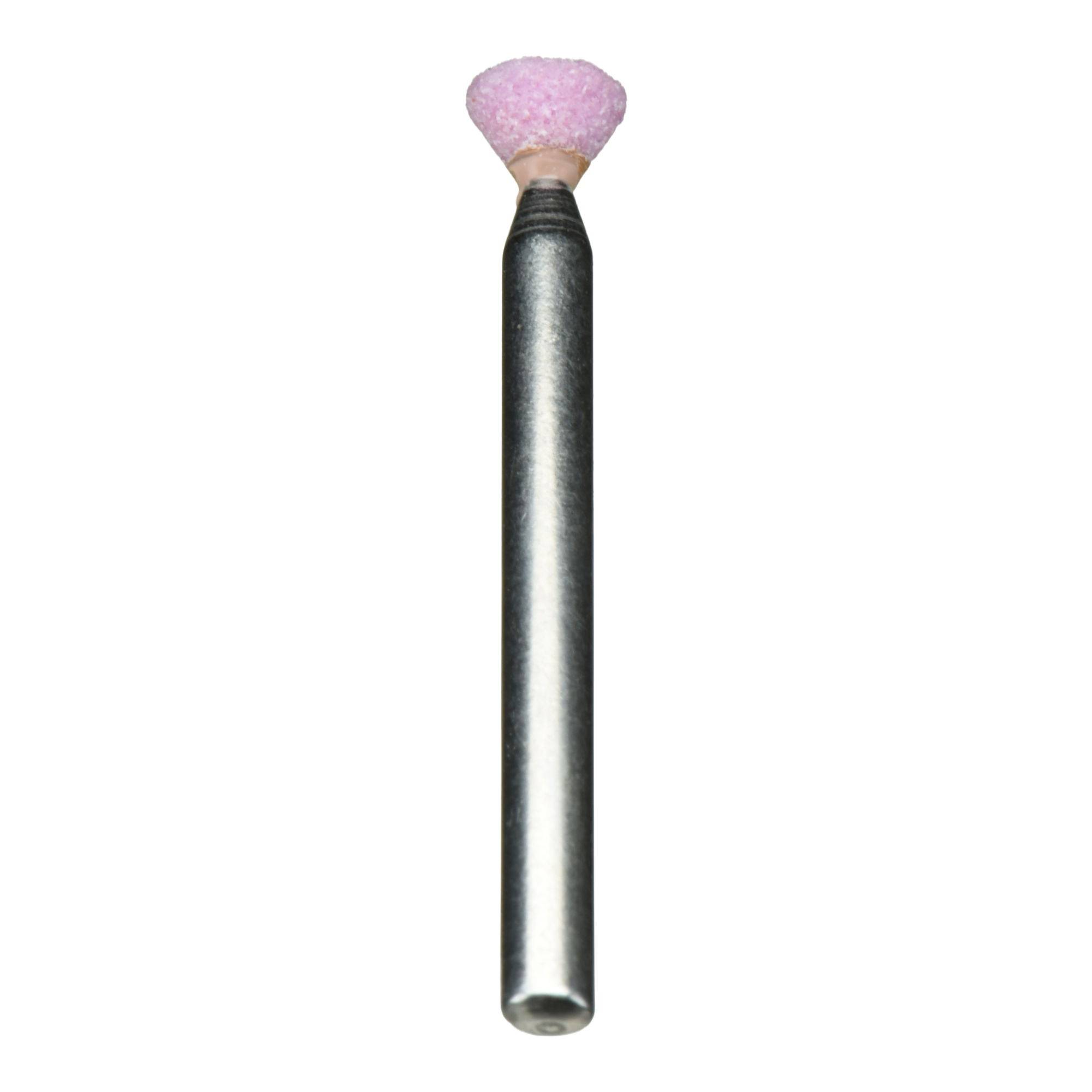 En pink-spidset sliberedskab med metalskaft, bruges til præcisionsarbejde inden for håndværk eller reparationer.