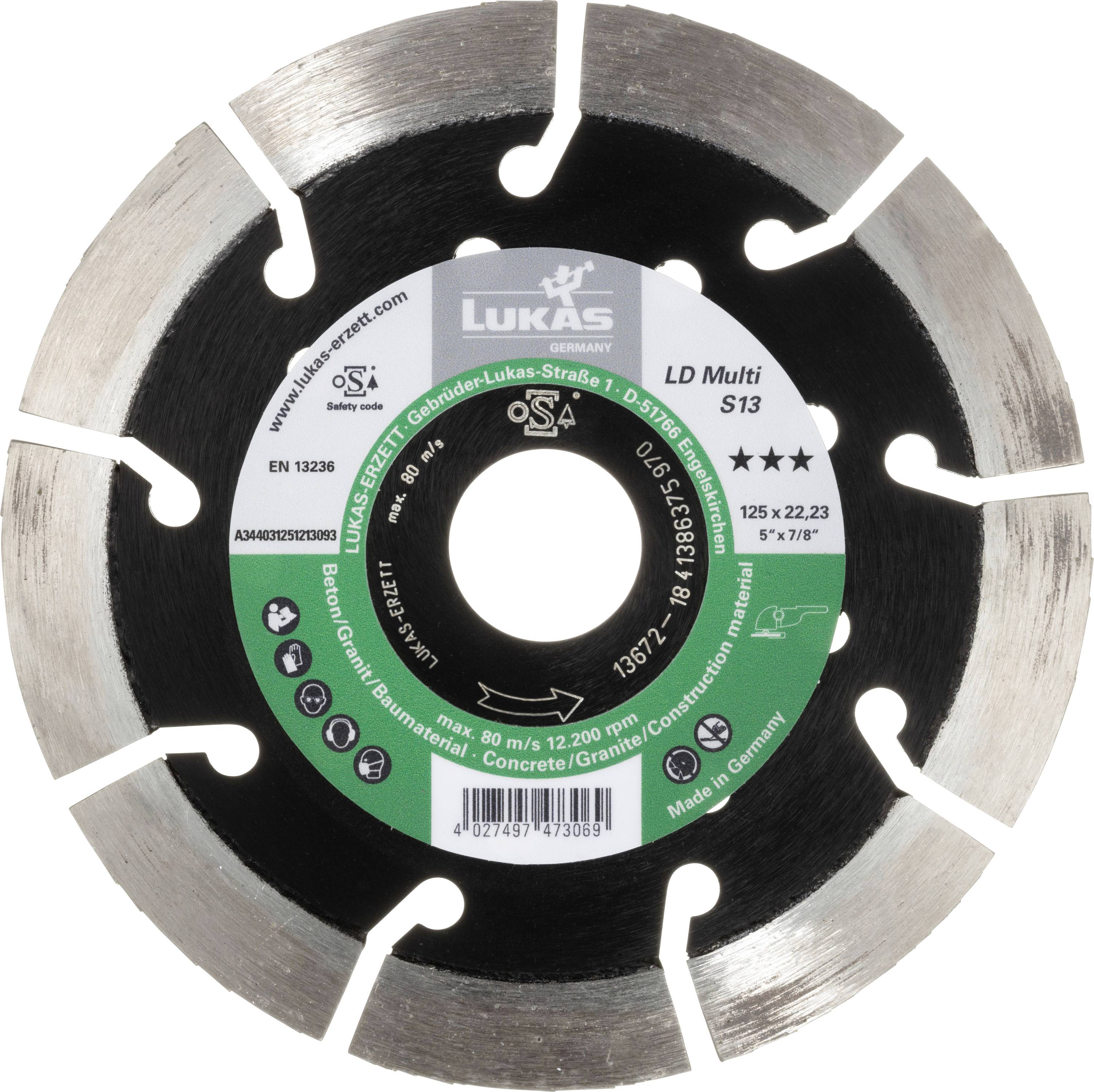 LUKAS-ERZETT A344031251213093 DiamantLD Multi S13 125 Diamantskæreskive Diameter 125 mm 1 stk
