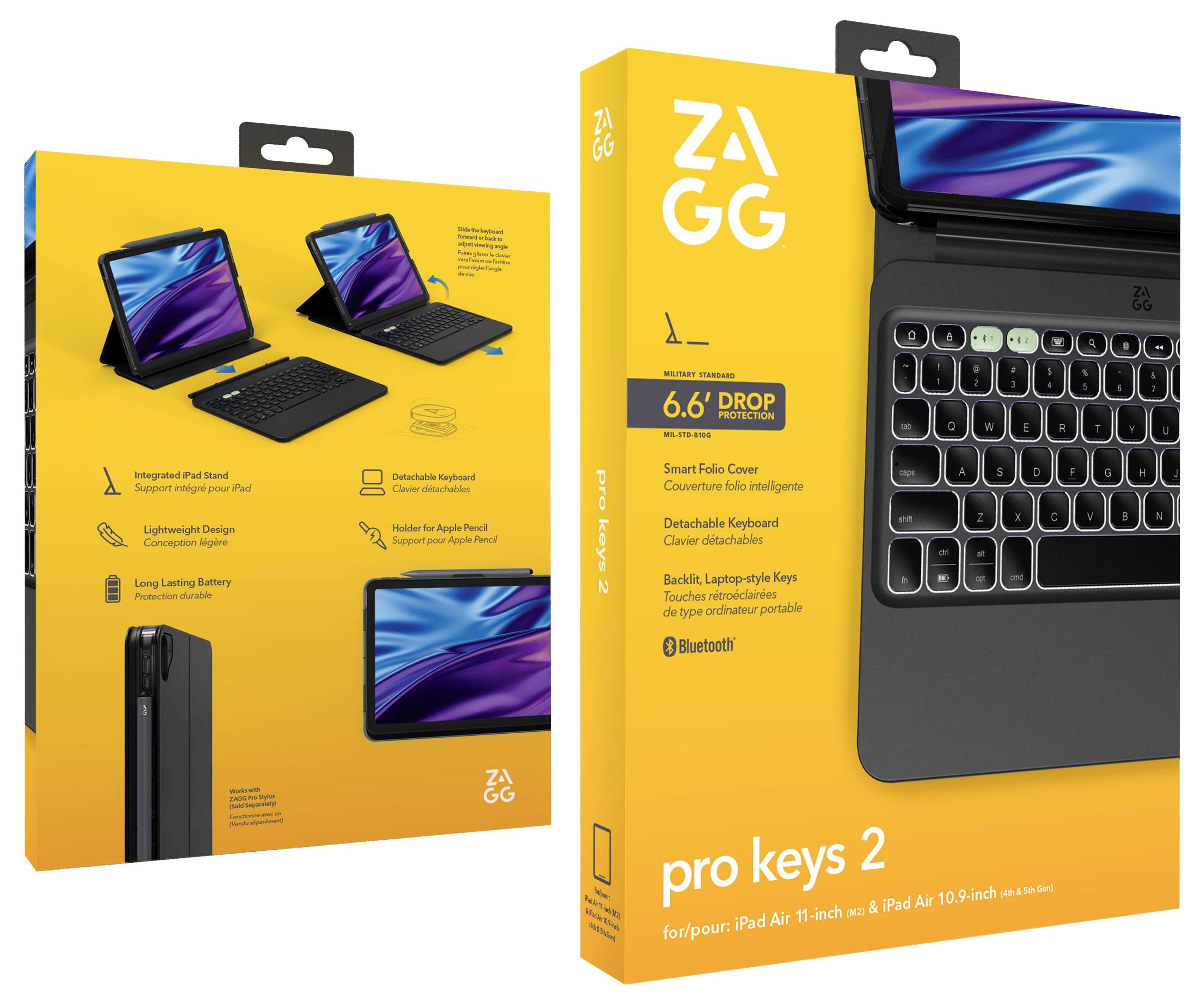 ZAGG KB Pro Keys 2 Tablet tastatur med Book Cover Passer til mærkerne (tablet): Apple iPad Air 11" (M2, 2024), iPad Air -1