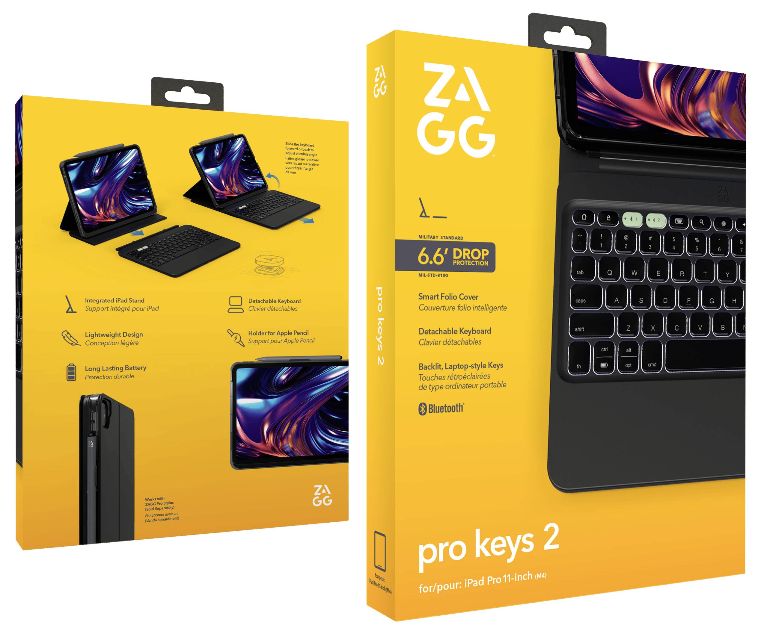 ZAGG KB Pro Keys 2 Tablet tastatur med Book Cover Passer til mærkerne (tablet): Apple iPad Pro (4. generation) Apple iOS-1