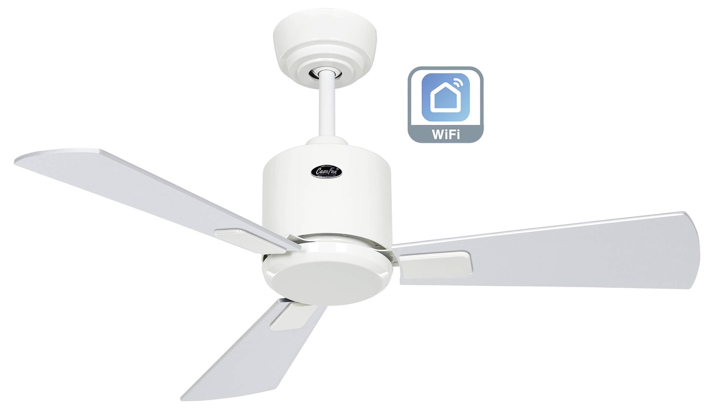 CasaFan ECO NEO III 92 WE-WN/SI WiFi Loftsventilator 12 W (Ø x H) 92 cm x 360 mm Hvid med fjernbetjening, Timer, Vinterd-1