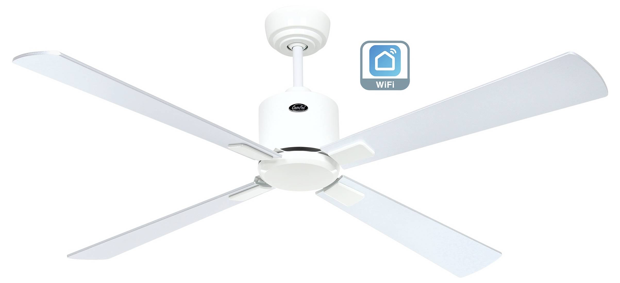 CasaFan ECO NEO III 132 WE-WN/SI WiFi Flügel Wenge/silber Loftsventilator 27 W (Ø x H) 132 cm x 360 mm Hvid med fjernbet-1