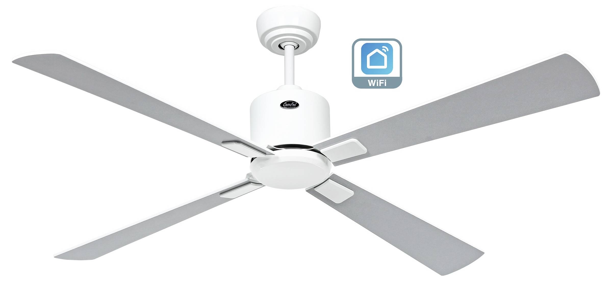 CasaFan ECO NEO III 132 WE-WE/LG WiFi Flügel Weiß/Lichtgrau Loftsventilator 27 W (Ø x H) 132 cm x 360 mm Hvid med fjernb-1