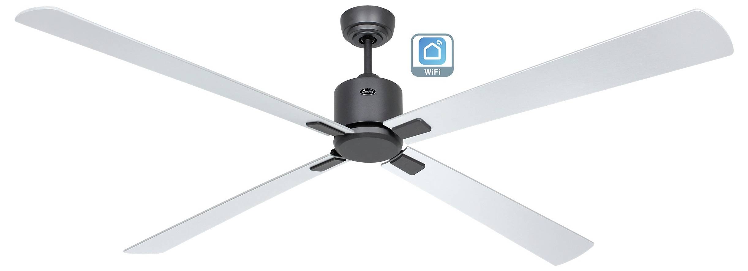 CasaFan ECO NEO III 180-4 BG-WN/SI WiFi Flügel Wenge/silber Loftsventilator 28 W (Ø x H) 180 cm x 360 mm Basaltgrå med f-1