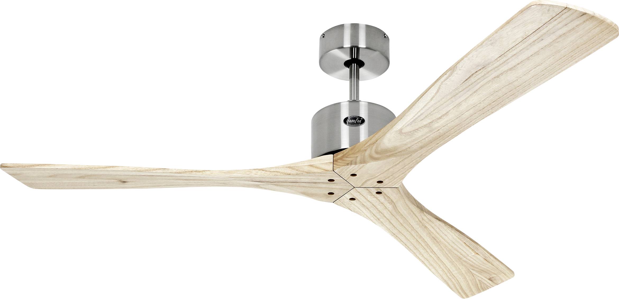 CasaFan MACAU 132 BN-NT Loftsventilator 39 W (Ø x H) 132 cm x 350 mm Krom (børstet) med fjernbetjening, Vinterdrift-0