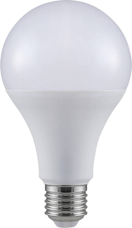 En hvid LED-pære med standard skruesokkel, egnet til indendørs belysning.