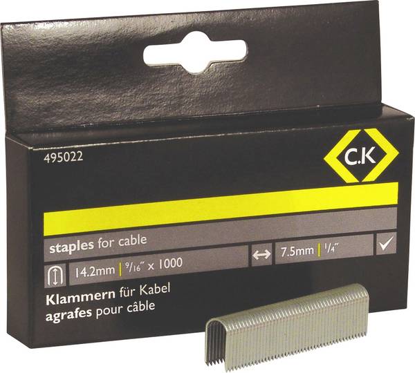C.K 495022 Hæfteklammer  1000 stk Dimensioner (L x B) 14 mm x 7.5 mm