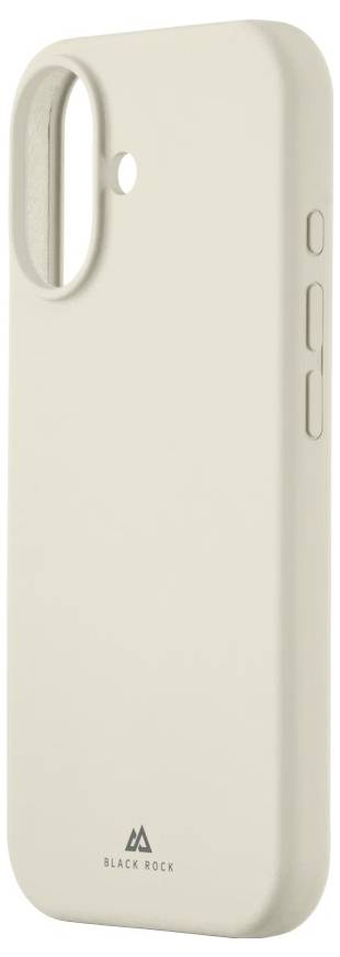 Et beige smartphone-etui med kamerahul og sideknapper, mærket 'Black Rock' i bunden, vist i en skrå vinkel.