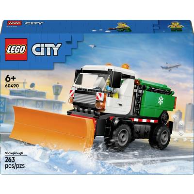 LEGO City sneplov legetøjssæt, model 60490, for aldersgruppen 6+, med en sneplovskøretøj med en orange plov, og omfattende 263 dele.