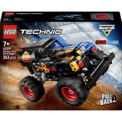 LEGO Technic Monster Jam Grave Digger sæt, med en tilbagetræk legetøjsbil med markante grafiske detaljer, egnet for børn fra 7 år og opefter, 263 dele.