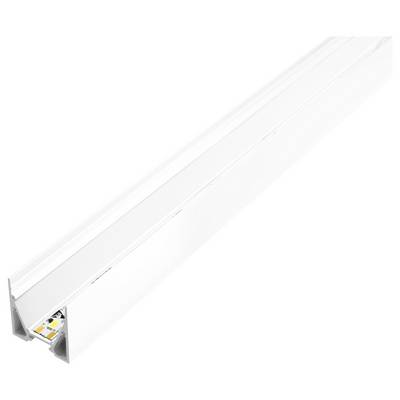 En lang, hvid LED-striplampe med en slank, rektangulær profil, egnet til moderne belysningsapplikationer og installationer.