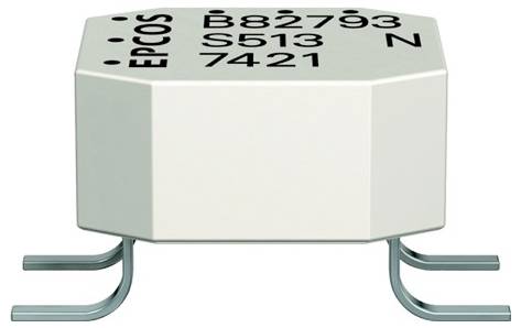 'Kvadratisk Epcos B82793-S513 7421 radial drosselspole med to terminaler, som normalt bruges i elektroniske kredsløb.'