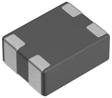 En lille, rektangulær elektronisk komponent med fire metalforbindelser, sandsynligvis beregnet til brug i printplader eller elektroniske enheder.