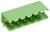 En grøn rektangulær terminalblok med flere metalliske ledningsforbindelser, brugt til elektriske forbindelser i kredsløb.