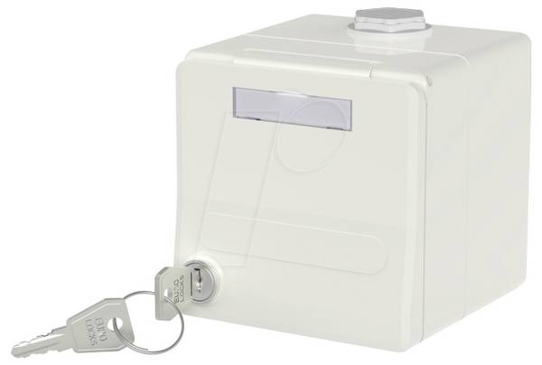 Metz Connect IP44 Modul-Aufputz-Gehäuse mit Klappdeckel und Schloss Kabinet Overflademonteret   Klar hvid