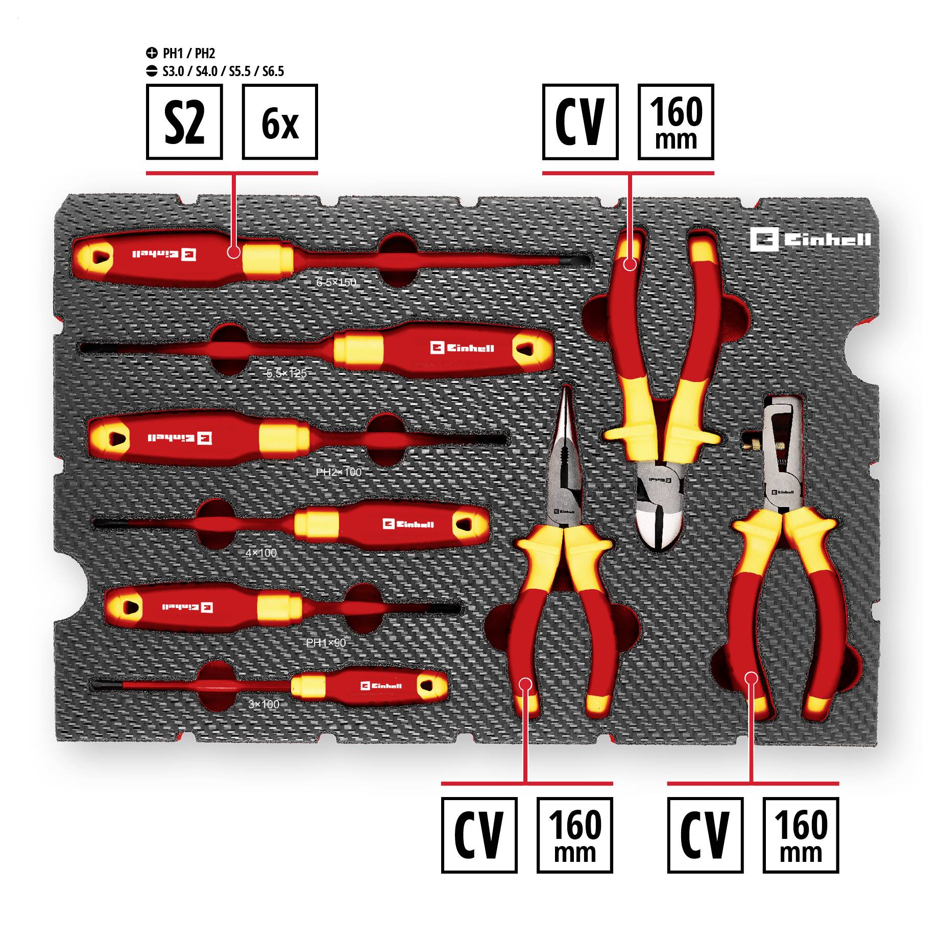 Einhell VDE Werkzeug-Set 9-tlg. Einleger Pad 370524 Indlæg 9 dele-1