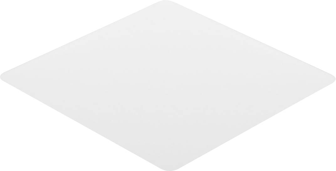 Et fladt hvidt, diamantformet objekt på hvid baggrund.