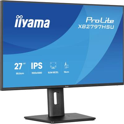 'Monitorskærm, der viser iiyama ProLite XB2797HSU; features omfatter 27-tommers størrelse, IPS-panel, 1920x1080 opløsning, slankt bezel.'