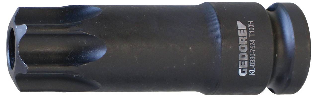 En sort Gedore-slagklokke med 'KL-0380-7524 T100H' markeret på siden, med sekskantet åbning og robust konstruktion.
